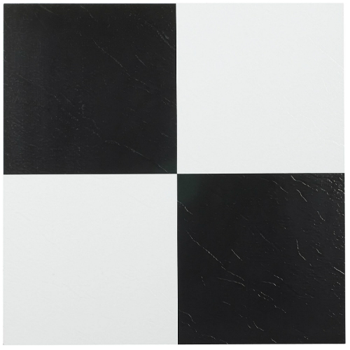 Self  Adhesive Vinyl Floor Tiles with Peel N Stick Solid Black & White 20pcs 12"