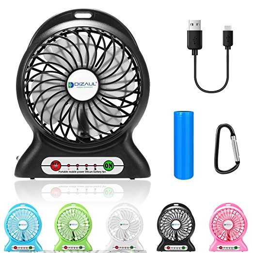 10. Dizaul Mini USB Rechargeable Fan with Power Bank