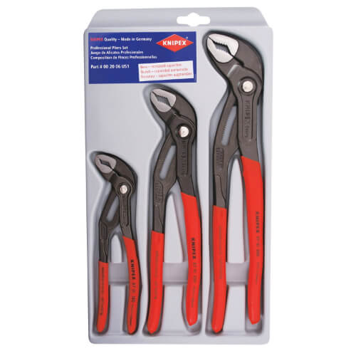 1. KNIPEX Tools 00 20 06 US1, Cobra Pliers Set, 3-Piece